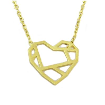 [Q6180] - Handmade 'Origami' (heart) Necklace In Gold - 13x12 Mm