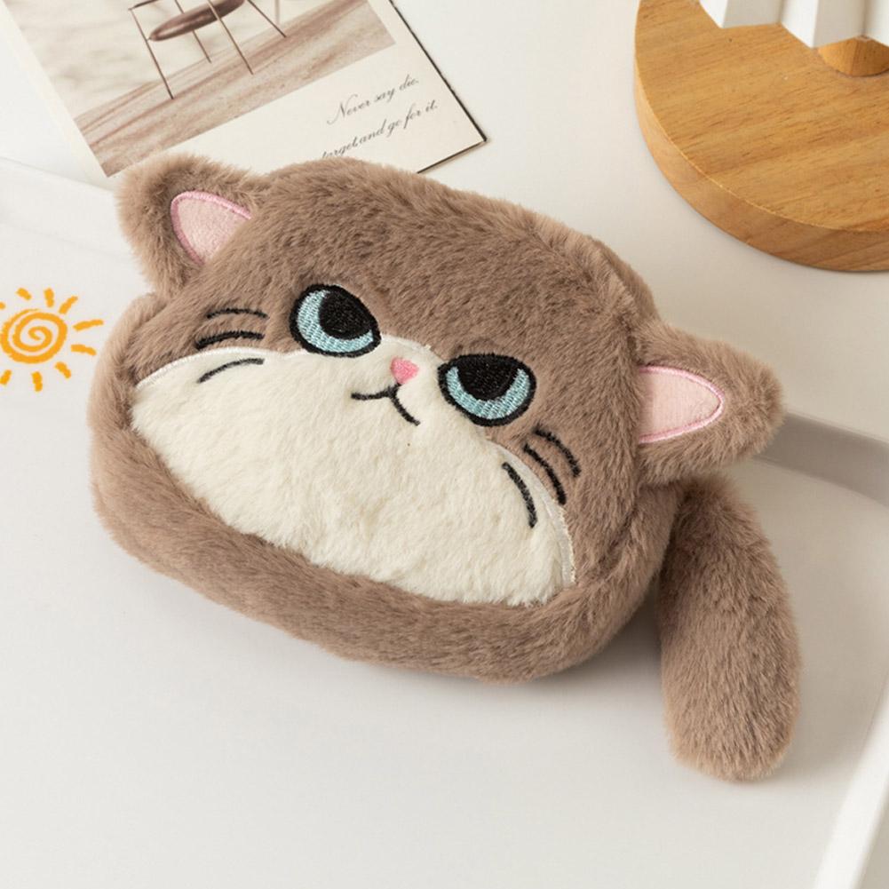 Furry Cartoon Cat Wallet Large-capacity Earphone Bag Plush Bag Keychain Pendant Storage Bag for Lipstick Jewelry For Women