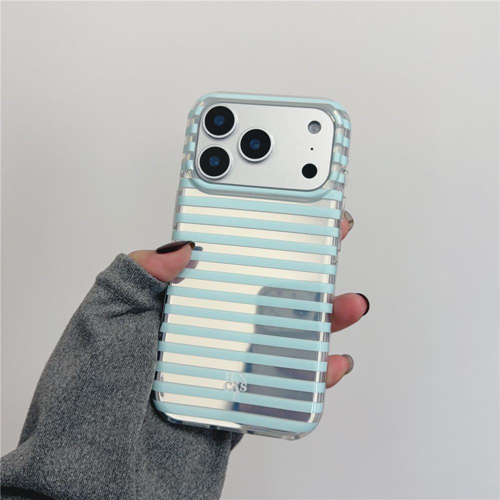 

Korean INS Style Striped Case for iPhone 17 Pro, Premium Feel, Heart Pendant iPhone 14 Pro Max