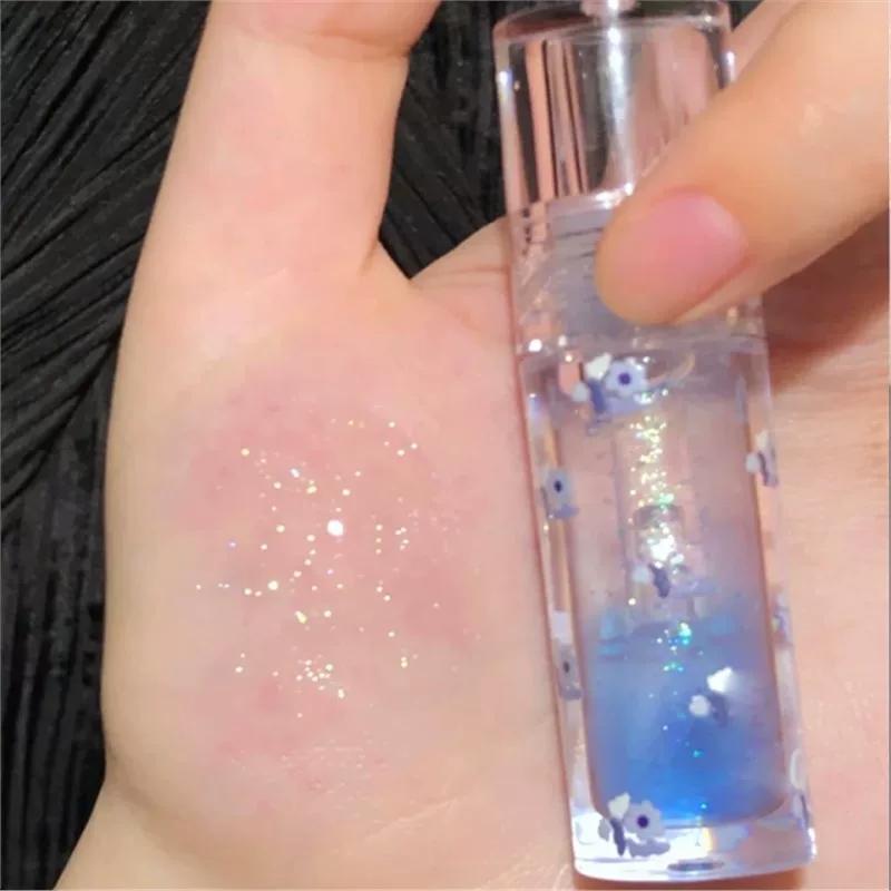 Transparent Fine Glitter Lip Gloss, Glass Lip Oil, Women's Mirror-Like Lipstick, Colorless Lip Balm, Lip Glaze for Layering