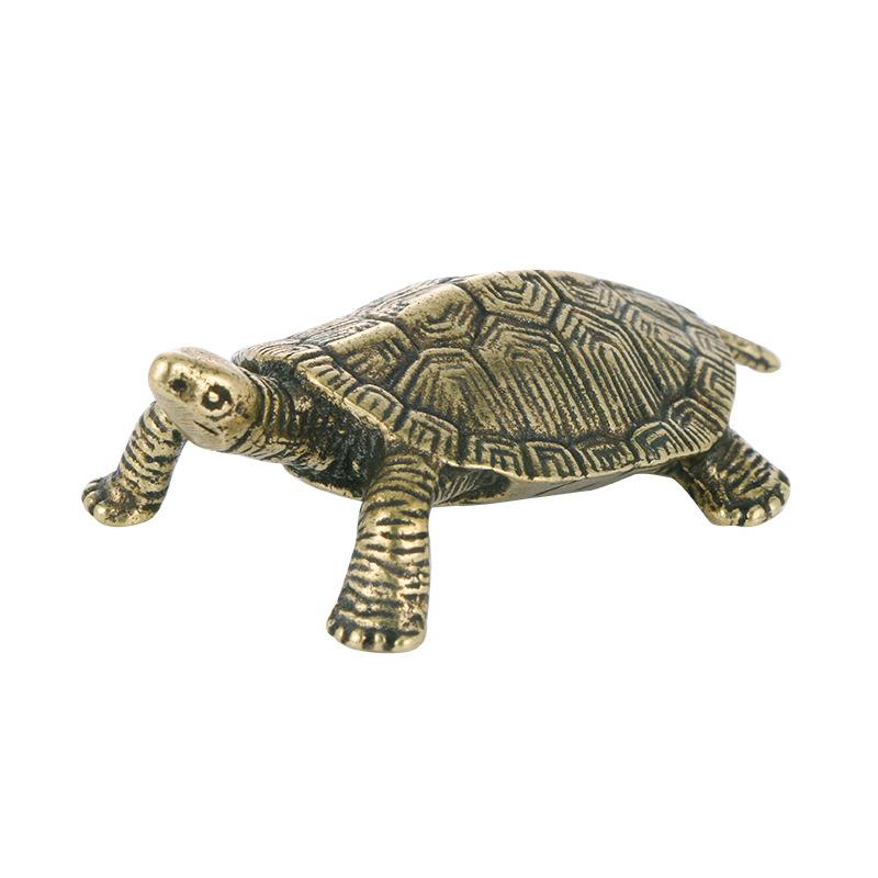 

Small solid brass turtle statue vintage tea pet decoration metal crafts decoration