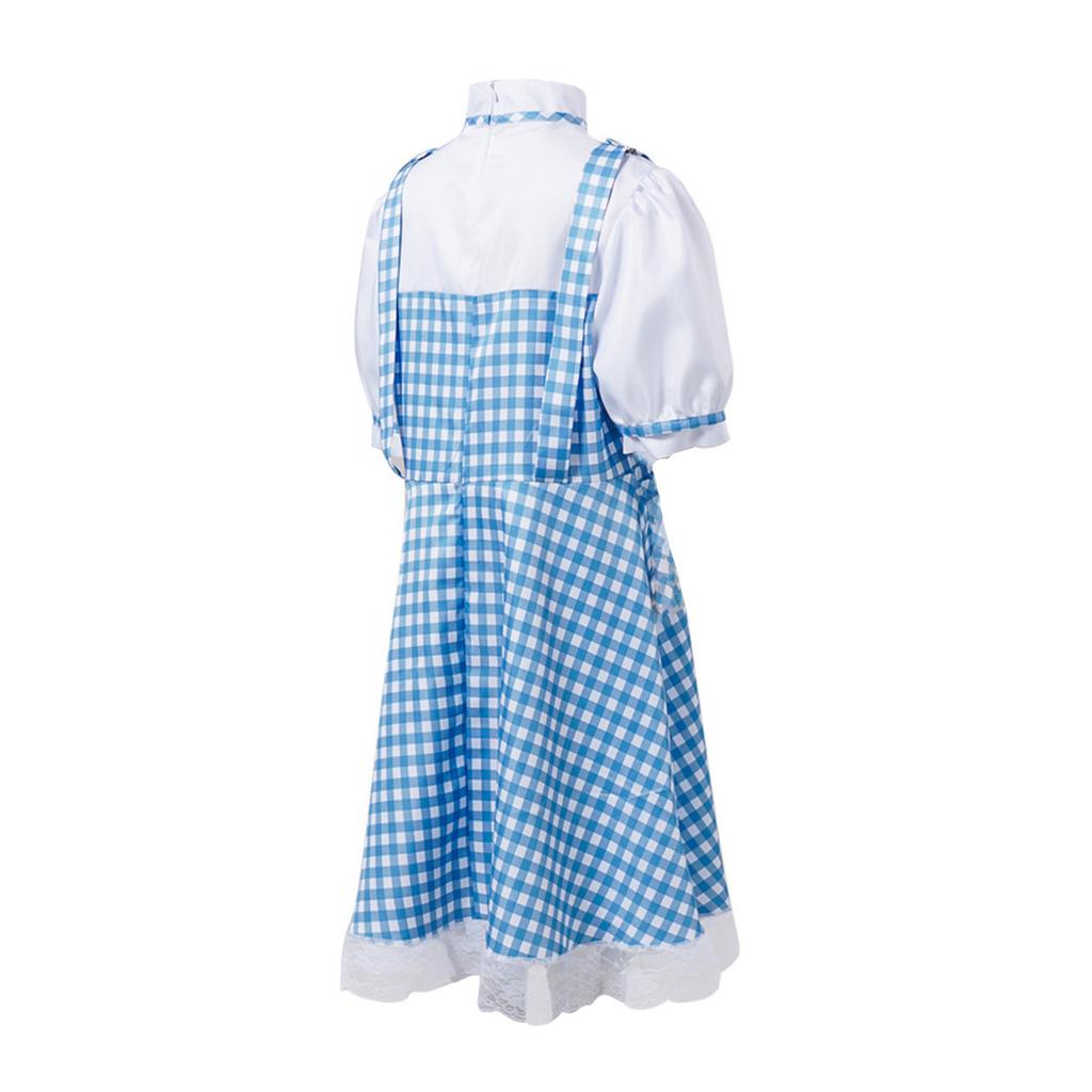 Dziewczęca sukienka na szelkach w kratę, sukienka księżniczki z opaską z kokardą