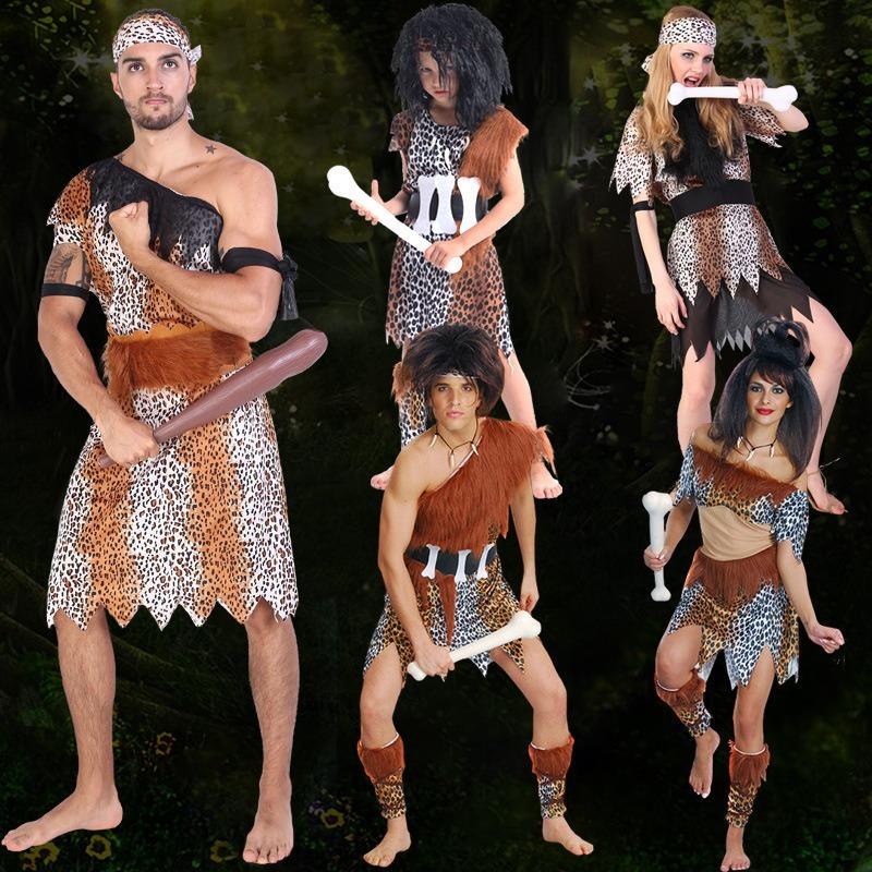 Masquerade Parent-Child Performance Costumes, Savage Bones, Stick Aboriginal Costumes, Savage Costumes for Men and Women