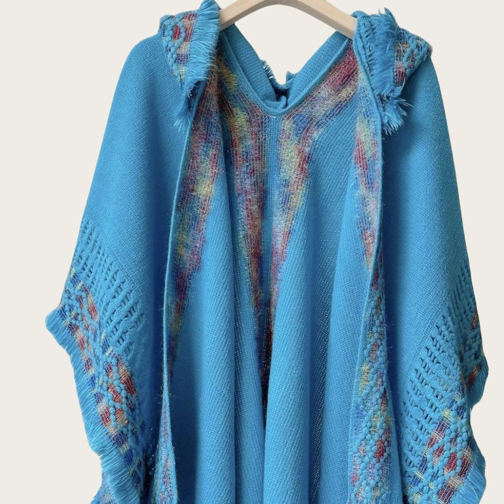 Bohemian Ethnic Hooded Shawl with Tassels - Women's Knitted Cardigan Cape