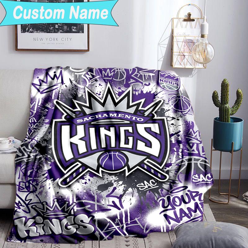 Custom Name Blanket Sacramento Basketball Logo Blanket Bedding Blanket for Travel, Camping, Living Rooms, Offices, Sofas, Fan Christmas gift