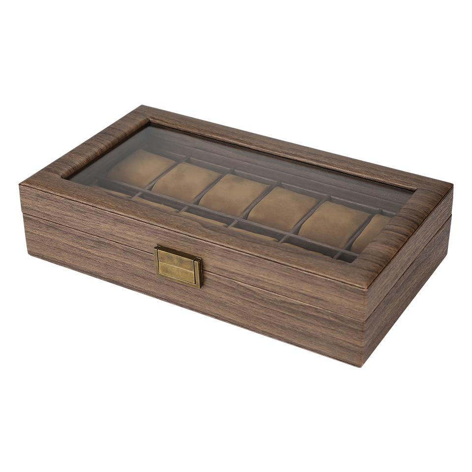 Retro Wood Grain Watch & Eyeglass Storage Box: Available in 3, 6, and 12 Slots