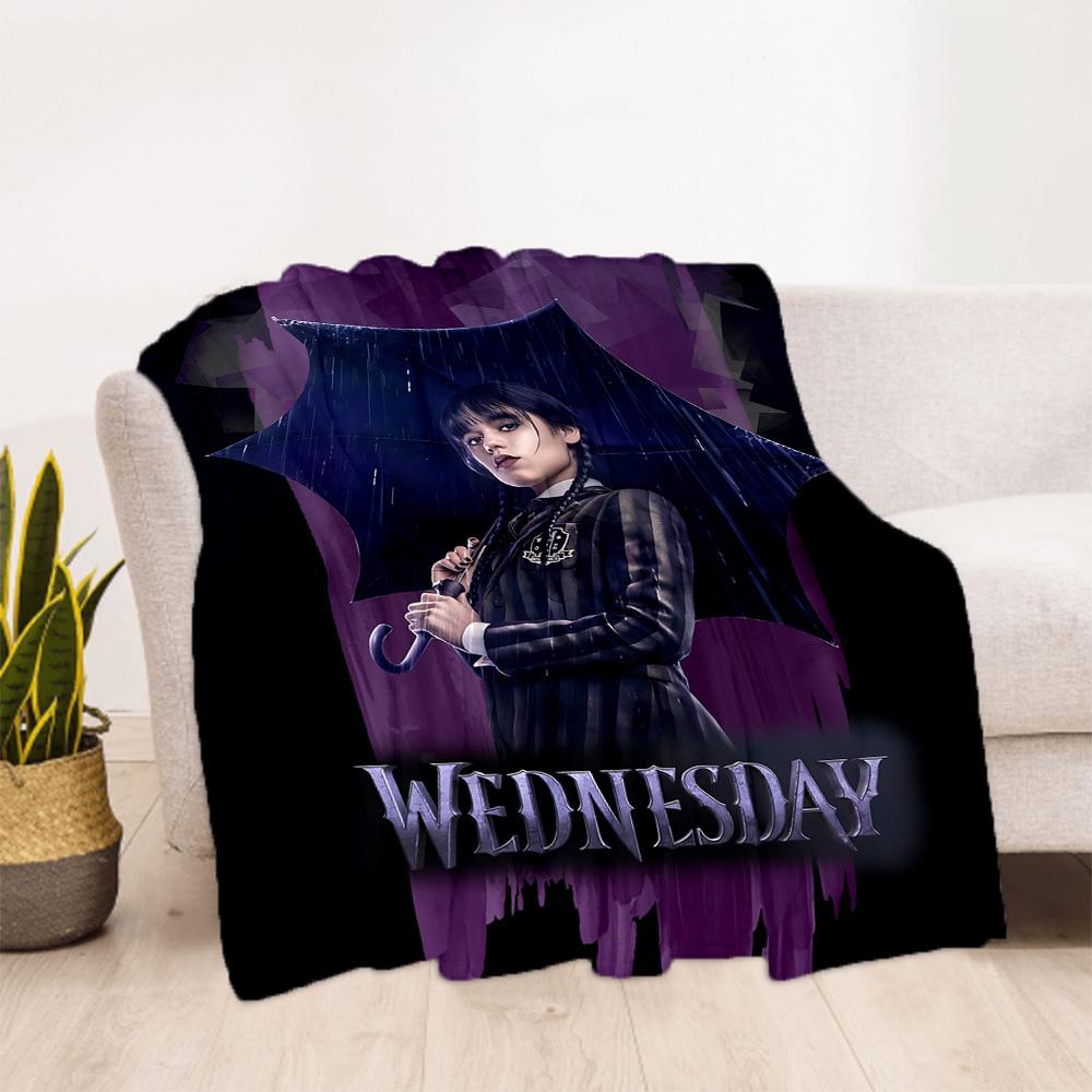 1pc Wednesday Addams Outdoor Blanket Lightweight Flannel, Soft & Warm, All-Season Use for Sofa, Outdoor, Camping, Living Room033