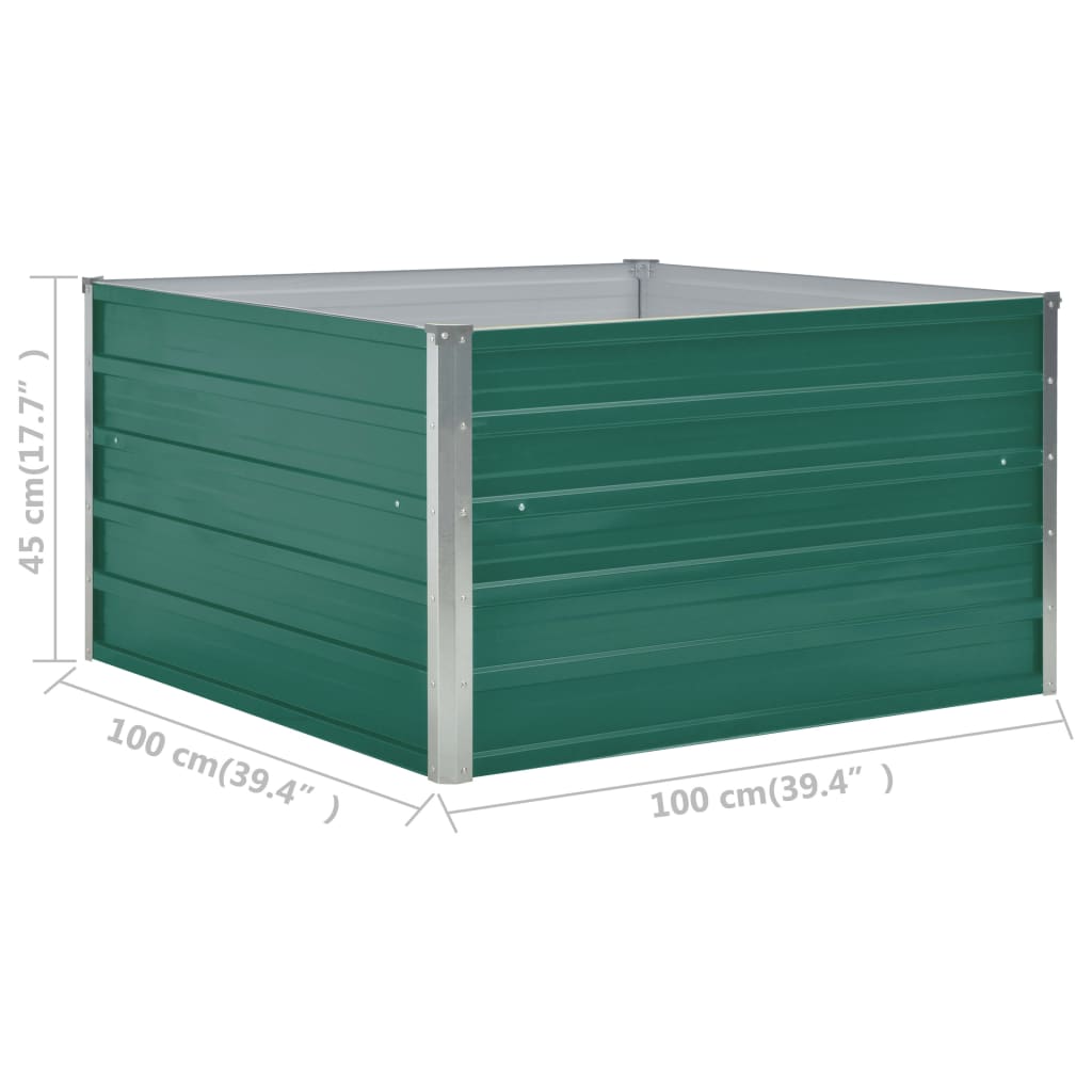 vidaXL Hochbeet 100 x 100 x 45 cm Verzinkter Stahl Grün