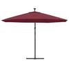 Cantilever Umbrella with LED Lighting Steel Pole Burgundy Red 350 Cm