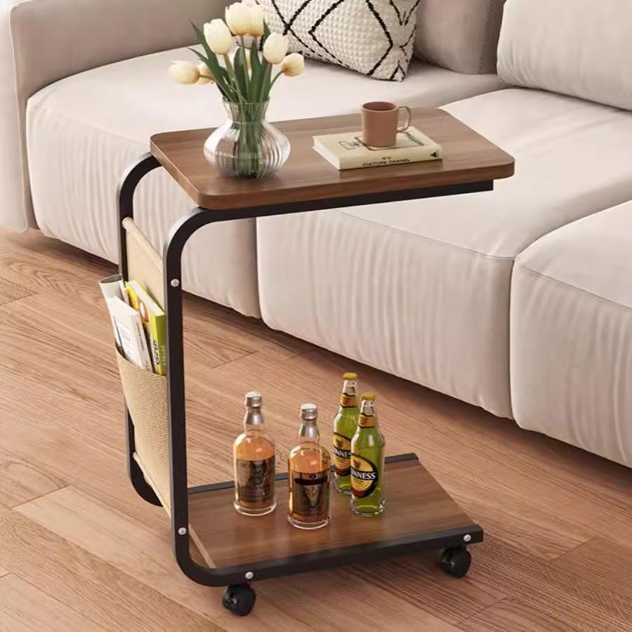 Mobile Side Table: Luxurious Compact Sofa Cart, Modern Living Room Coffee Table, Mini Bedside Storage Rack