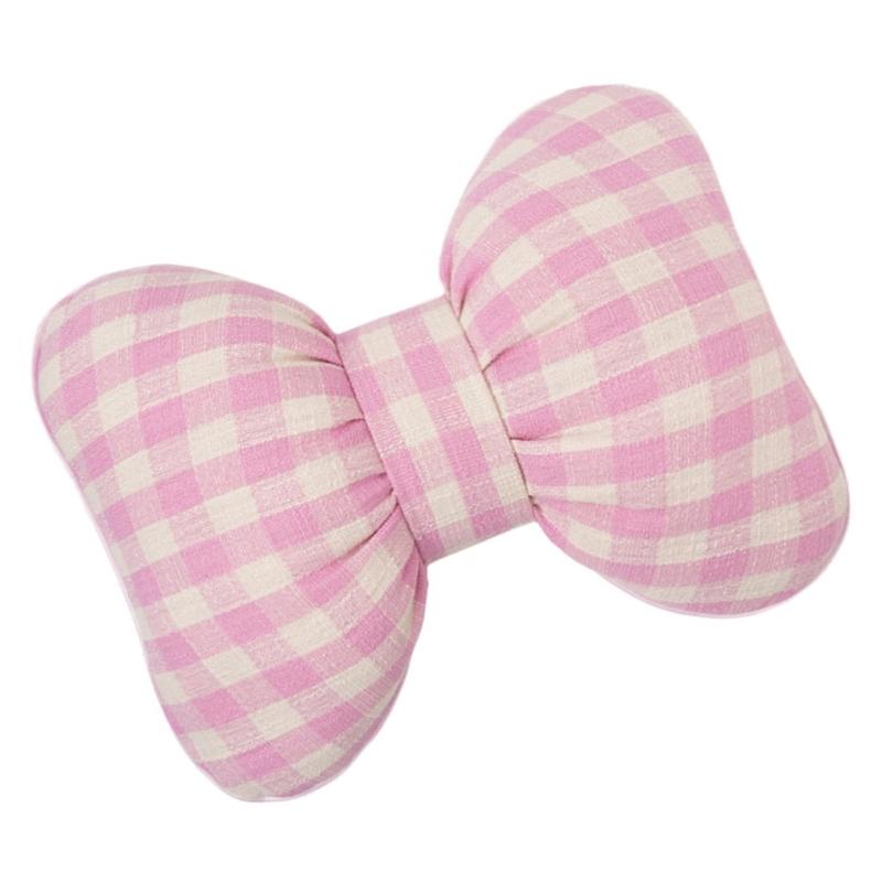 Checkered Bowknot Design Lumbar Support Pillow Car Neck Headrest Automotive Comfort Accessories for Long Drives