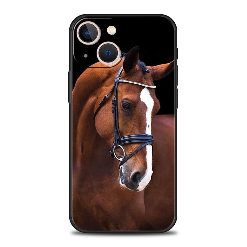 Horse Phone Case For iPhone 17 16 15 Pro Max 11 12 13 14 7 8 Plus SE 2020 X XR XS Cover Soft Black