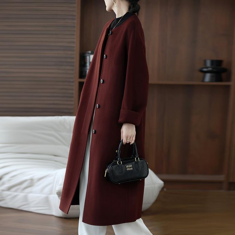 100% Wool Women Coat MODERN NEW SAGA Autumn Wool Long Coat Handmade Pea Coat Winter Warm Wool Long Jacket Overcoat
