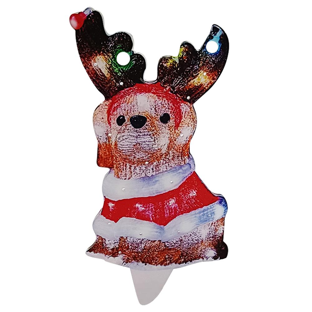 Winter Dog Decoration Waterproof Bright Lights Puppy Ornament Wearing Xmas Hat Acrylic for Home Garden Front Pathway Walkway