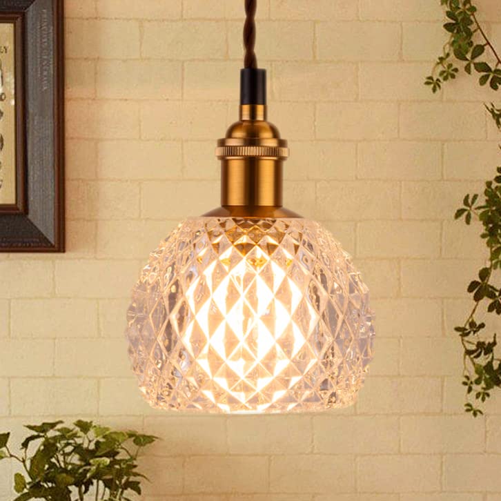 

Підвісний світильник Cerdeco PDT33 з витонченим скляним абажуром, підвісне освітлення, атмосферна тінь, латуньований і скляний, внутрішнє освітлення, цоколь E17,