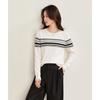 Maglione a righe con paillettes e scollo rotondo 100% lana Shexi