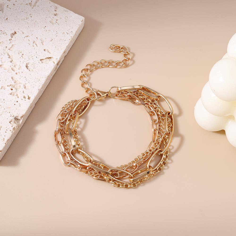 Classic Gold Color Chain Bracelet Multilayer Hip Hop Punk Bracelet Women Men Jewelry Gifts