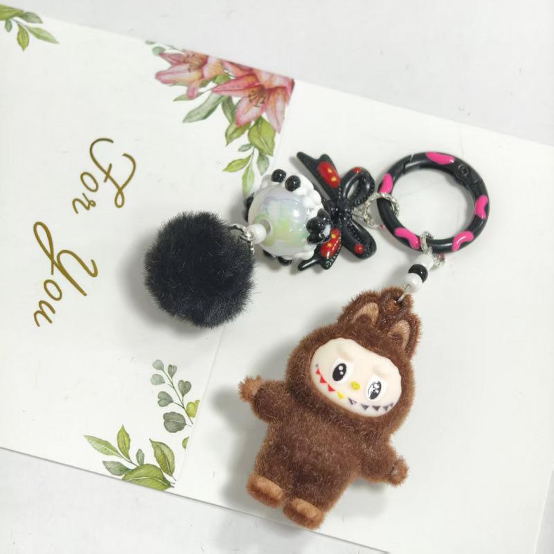 

Standing Flocking Bow Keychain 4.5CM Creative Plush Gift Pendant Bag Pendant 1PC