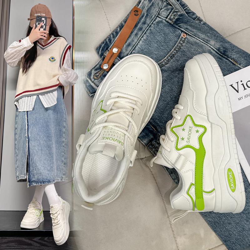 Frühling und Herbst neue Sport- und Freizeit-Ins-Plattform-Ledereinzel schuhe Board schuhe