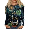 Damen Winter Rundhals Langarm T-Shirt 2024 Neujahr Bedrucktes Oberteil