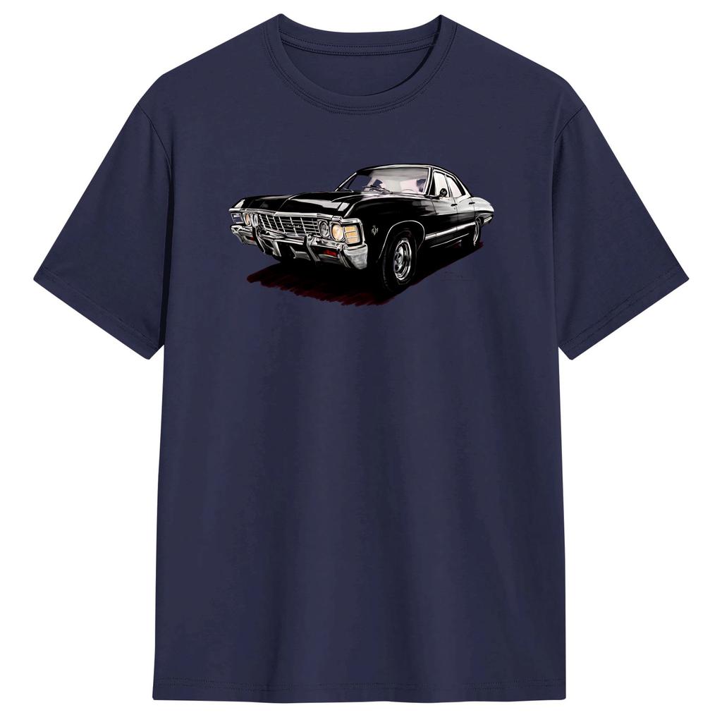 Supernatural Impala T-Shirt Sommer 100% Baumwolle T-Shirts Für Unisex Harajuku Bedrucktes T-Shirt Kurzärmlig Y2K Lustiges Oberteil Tees