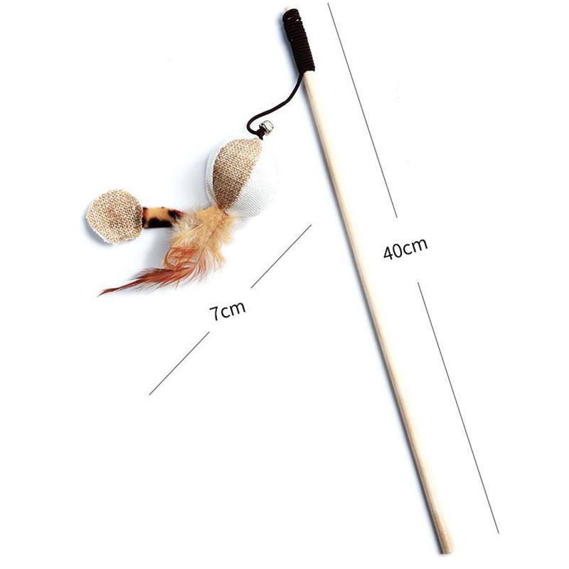 Cat Toys Feather Toys Kitten Funny Colorful Rod Cat Wand Toys Wood Pet Cat Toys Interactive Stick Pet Cat Supplies