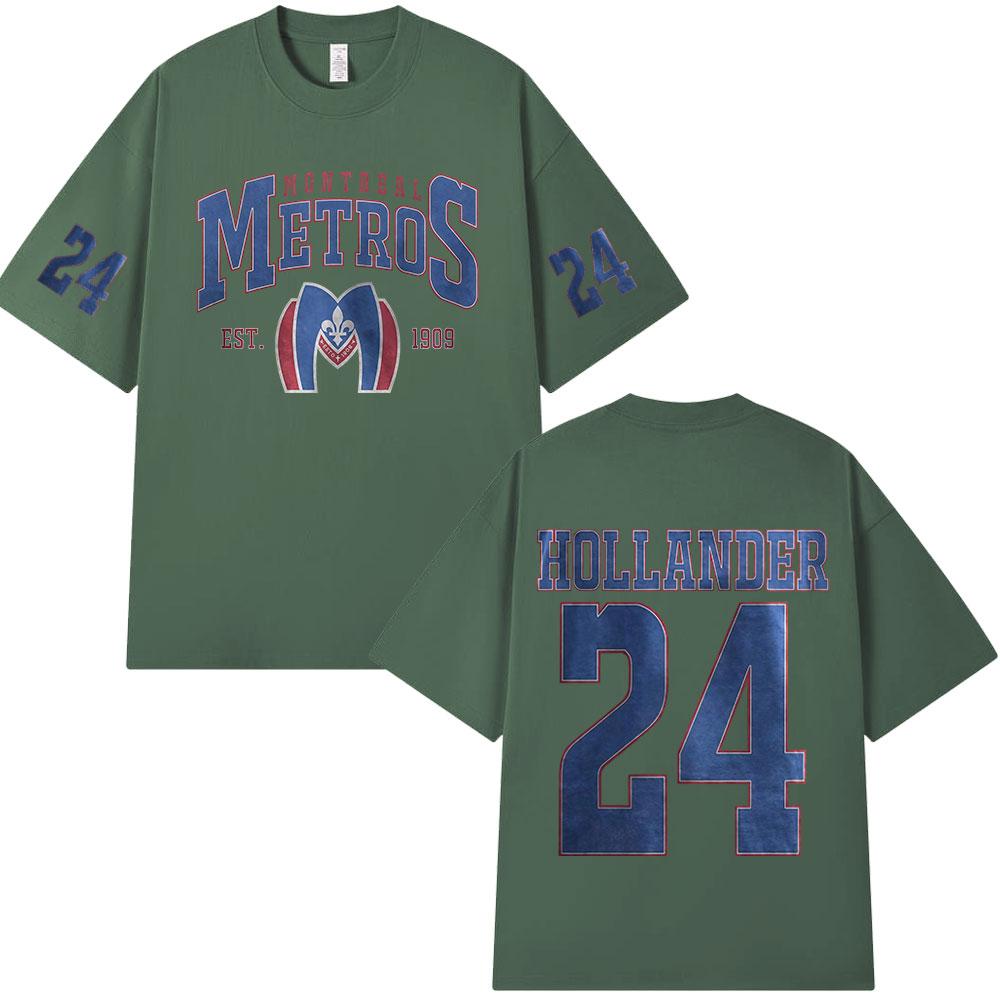 Heated Rivalry Shane Hollander 24 Montreal Metros T-Shirt Herren Damen Kleidung Lässig Polyester Übergroß Kurze Ärmel T-Shirts Oberteile