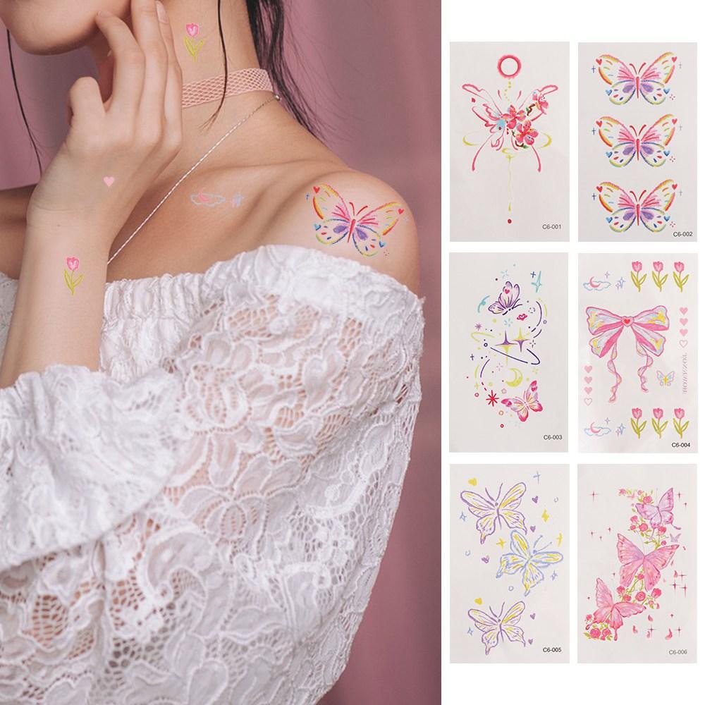 Butterfly Temporary Tattoo Stickers Sweet Makeup Tattoo Decals Kawaii Body Art Sticker  Girls