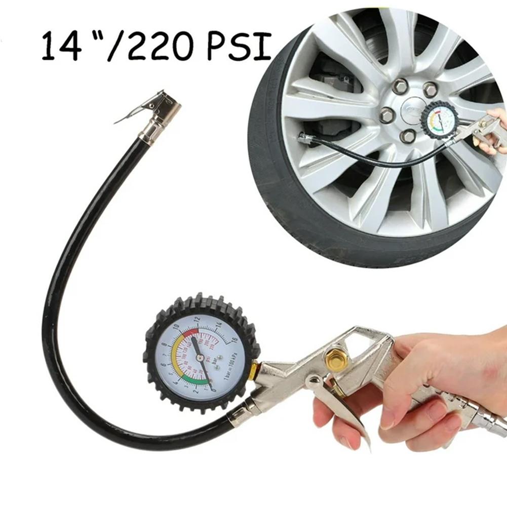 220Psi/16Bar Car Tire Pressure Multi-Function Tire Pressure Monitoring Tool Air Pressure Gauge Suitable For Air Compressor Tire Chucks 1