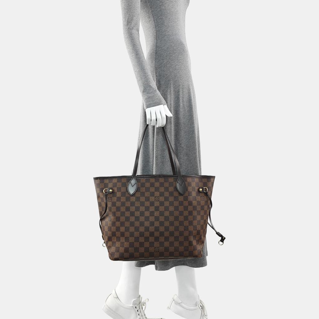 [Pre-Owned] Neverfull Mm Checkered Coated Canvas With Leather Trim Tote Bag - Very Good #C7EZ73