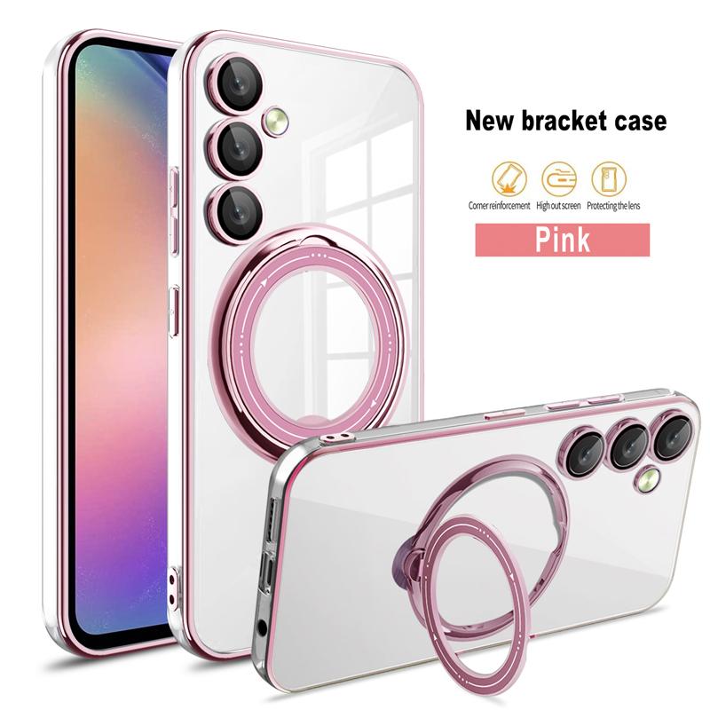 Anneau transparent plaqué souple pour étui de téléphone Magsafe pour Samsung Galaxy S23 S22 Ultra Plus S20 FE A04S A14 A24 A34 A54 A13 A32 A52 A12 4G 5G housse en Silicone