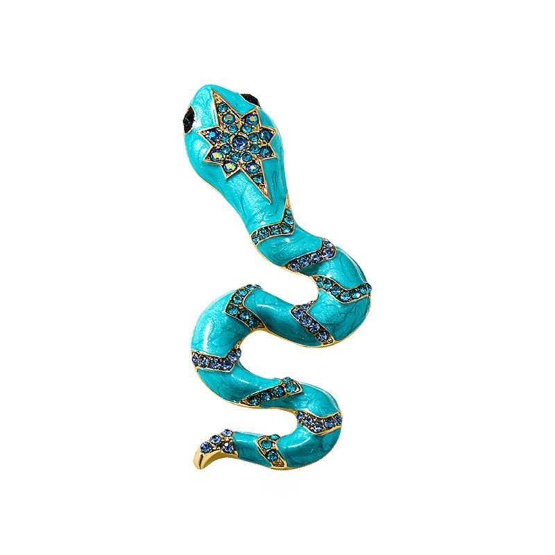 Unique Women Brooch Pin with Sparkling Rhinestones Unique Snake Brooch Alloy Texture for Multifuntional Outfit Styling