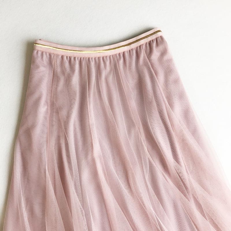 Summer 2023 Women's A-Line Mesh Tulle Skirt with Elastic Waist