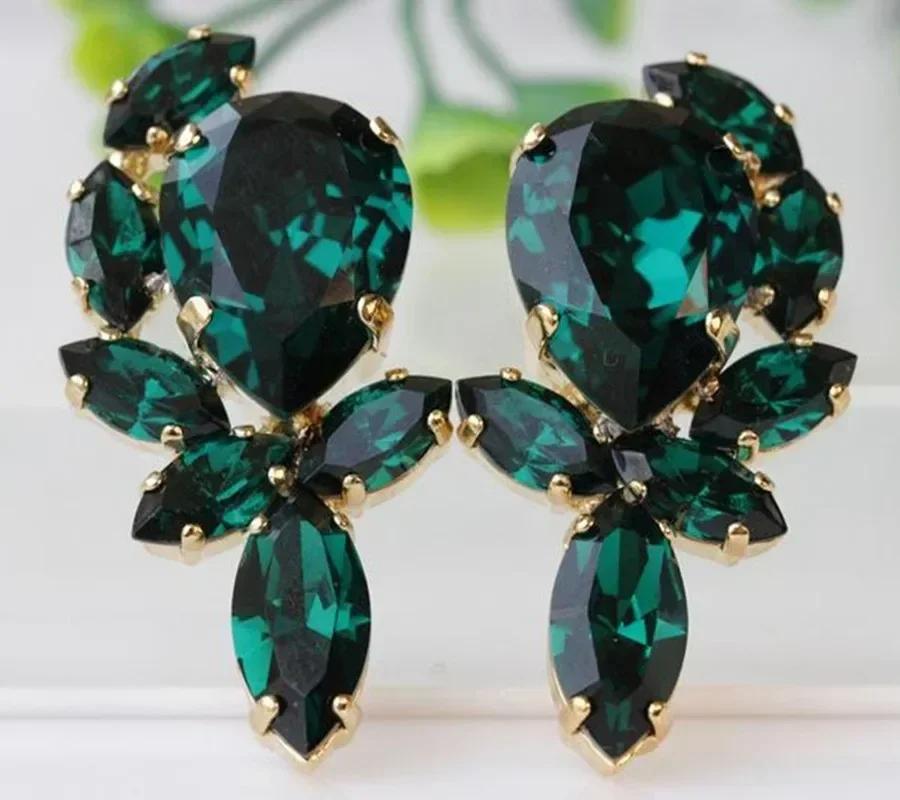2026 New Style Fashion Green Crystal Pendant Earrings for Women's Engagement Party Accessories with Noble Unique Zircon