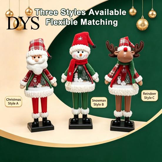 Musical Santa Snowman Reindeer LED Lighted Christmas Figurine, Swirling Glitter Claus Elk Indoor Holiday Party Decor Decoration with Music for