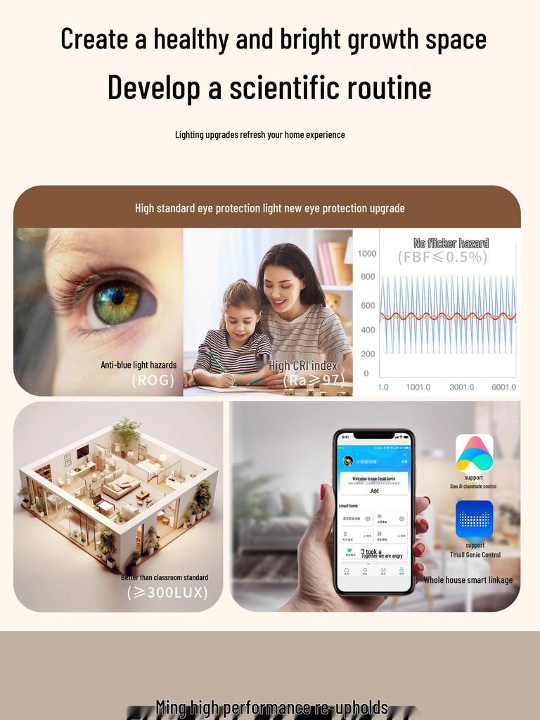 Full Spectrum LED Ceiling Lamp - Wabi-Sabi Style Retro Walnut Rectangular Light for Bedroom and Living Room.