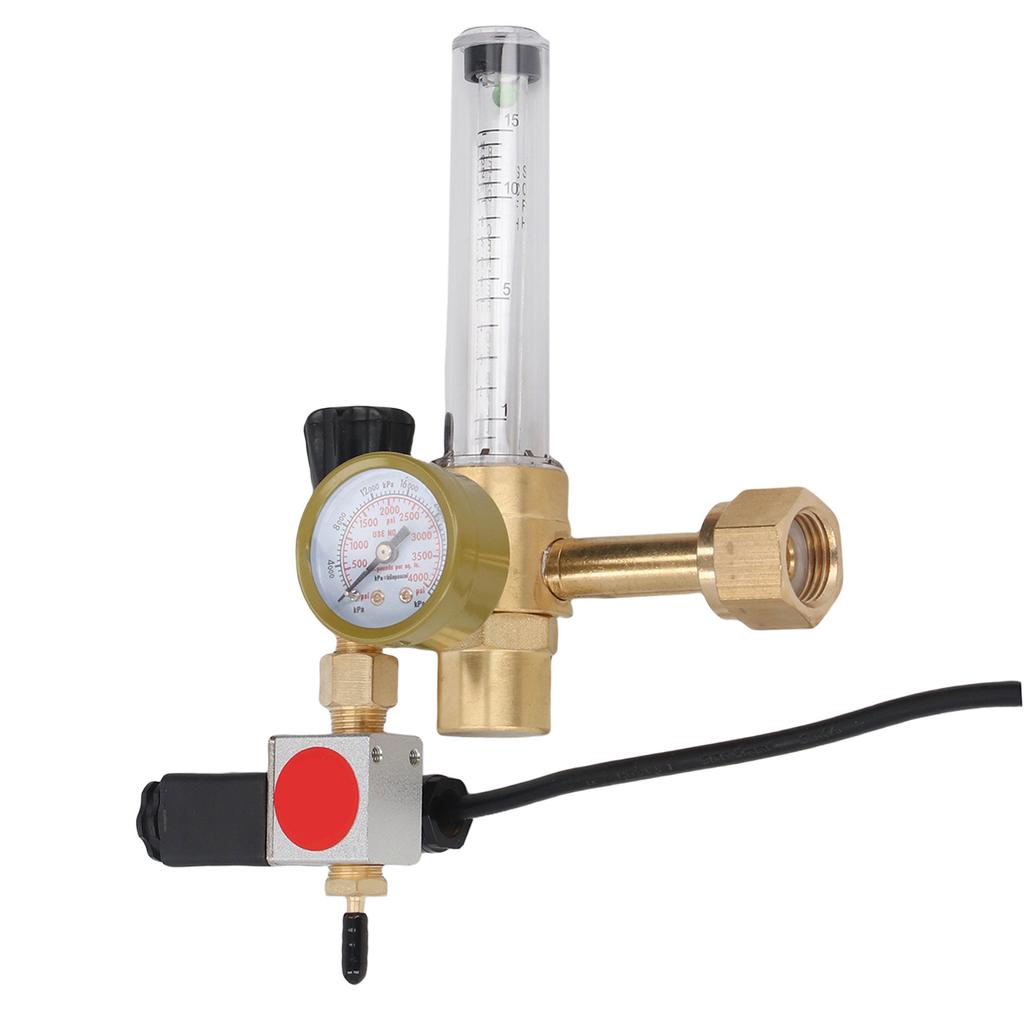 CO2 Regulator with Solenoid Valve and Flowmeter CGA320 Inlet Brass CO2 Gas Regulator for Indoor Hydroponics Grow Tents
