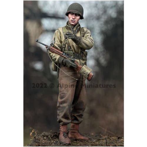 Alpine Miniatures 1/35 Scale WWII US Army Infantry Non-Commissioned Officer in Winter Gear Giving Orders Resin Kit AM35303