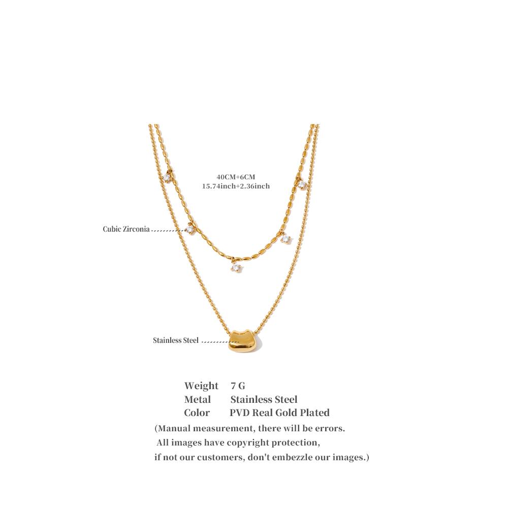 Eetit Luxury Fashion Double-Layer Zirconia Drop Exquisite Chain Overlay Necklace Stainless Steel Popular Pendant Collar Jewelry
