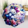 1pc Hello Kitty Fantasy Garden Automatic Folding Umbrella - Portable 3-Fold Design with 8-Bone Iron Frame, Perfect for Outdoor Use, Festive Gifts, Fan