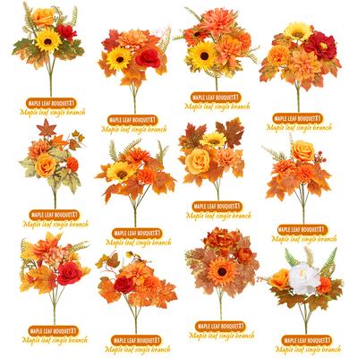 Yellow Fake Flower Simulation Flower Wedding Diy Layout Interior Decoration Living Room Ornament Simulation Autumn Maple Leaf