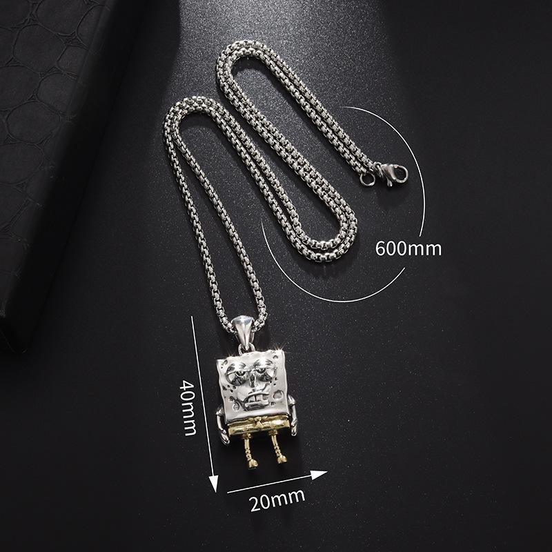 

New Hollow SpongeBob Skeleton Long Necklace for Women Sweet and Cool Design Pendant