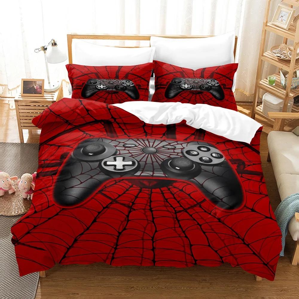 Lightning Web Gaming Duvet Cover Set For Boy 3D Print Video Games Double Duvet With Pillowcases Play Gamer Comforter Sets Cover