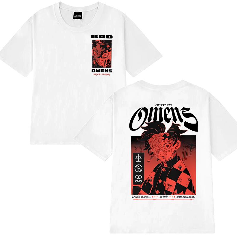 Gothic Bad Omens Démon oboustranný potisk tričko Pánské Dámské vintage Hip Hop streetwear Unisex 100% bavlna trička s krátkým rukávem