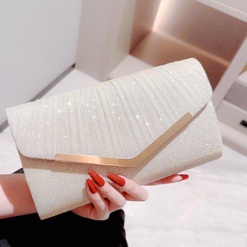 New Shiny Ruched Large‑Capacity Princess Style Women Handbag Elegant Crossbody Evening Bag Formal Dress Matching Party Hand Purse
