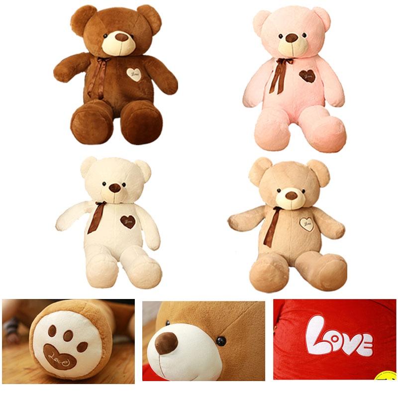 Adorable Silky Ribbon Teddy Bear Plush Toy For Girls Pp Cotton Stuffed Animal In Short Plush