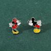 Mickey Mouse Stud Earrings for Women Girls Anime Accessories Minnie Asymmetrical Earring Kids Birthday Xmas Gifts