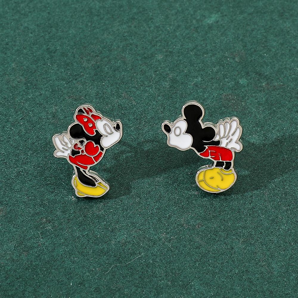 Mickey Mouse Stud Earrings for Women Girls Anime Accessories Minnie Asymmetrical Earring Kids Birthday Xmas Gifts