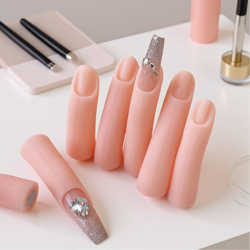 5Pcs/Set Silicone Fake Nail Art Finger Model With Magnet Nail Art Practice Hand  Display Purpose