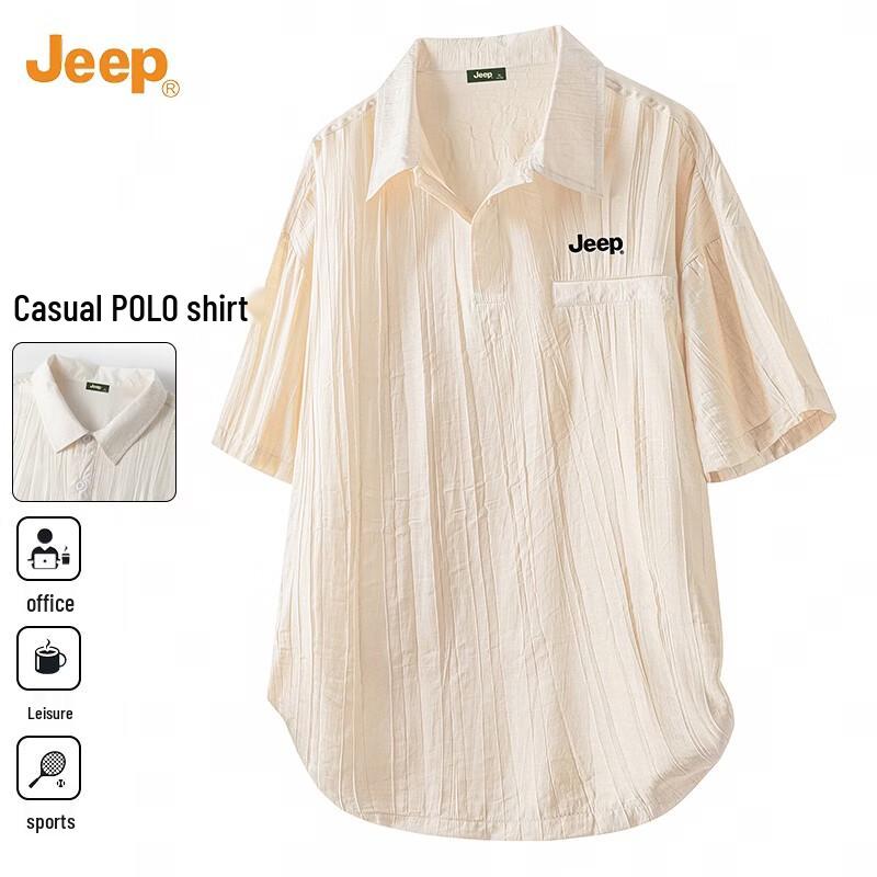 JEEP Men s Summer Textured Casual Polo Shirt 3XL